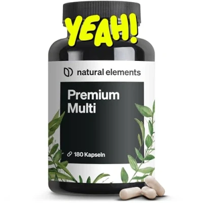Abbildung von Premium Multivitamin 180 hochdosierte Komplex Kapseln wertvolle Vitamine A Z Rohstoffe mit Bioaktiv Formen ohne unnötige Zusätze in Deutschland produziert &amp; laborgeprüft