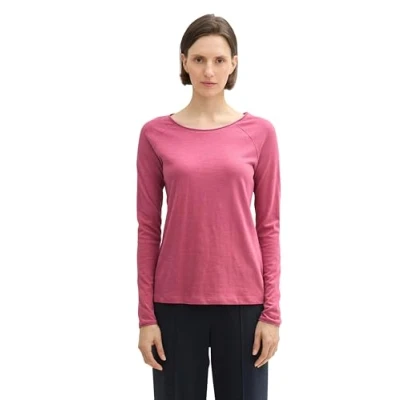 Abbildung von TOM Tailor Langarmshirt, Damen, Größe: Large, Berry white stripe