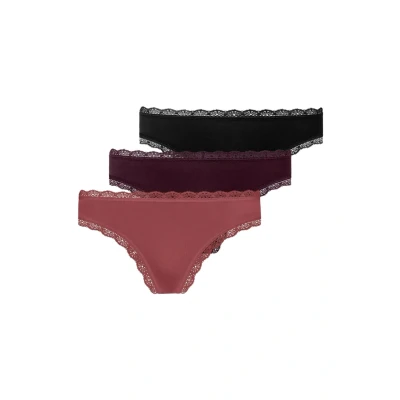 Abbildung von Snocks 3 PACK MIT Spitze String, Damen, Größe: XL, Mix apricot/mauve/schwarz