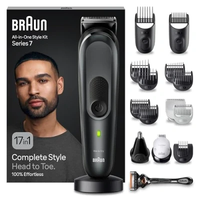 Abbildung von Braun All in One Bartpflege Bodygroomer Set, 17 1 Barttrimmer / Bartschneider, Trimmer/Haarschneider Herren, Haarschneidemaschine, 100 Min. kabellose Laufzeit, MGK7491