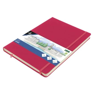 Abbildung von Skizzenbuch Kangaro A4 Ruby PU Hardcover 80 Blatt 140 Gramm cremefarbenes Papier mit Gummiband und Band