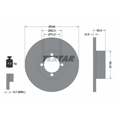 Abbildung von TEXTAR PRO 92124503 Bremsscheibe 270 22 05/06 112 innenbelüftet beschichtet ohne Radbefestigungsbolzen, Radnabe MERCEDES BENZ: Vaneo