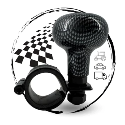Abbildung von TronicXL Premium Lenkradknauf Lenkradnabe Lenkrad Carbon Look Knauf I Steuerknopf Abnehmbar Spinner Racing Knopf für Auto KFZ LKW Rasenmäher Traktor