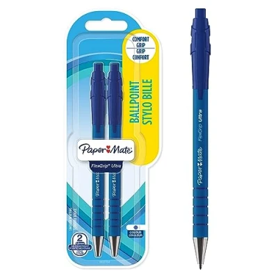 Abbildung von Paper Mate Flexgrip Ultra Druckkugelschreiber mittlere Spitze (1,0 mm) blau 2er Packung