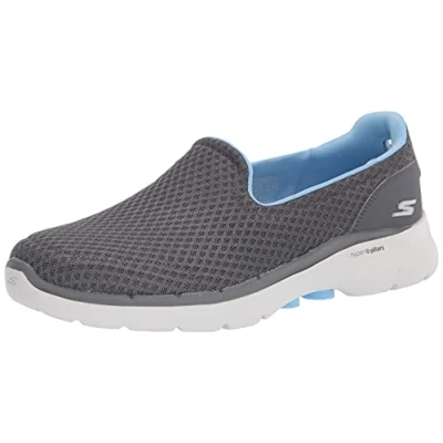Abbildung von Skechers Damen Go Walk 6 Big Splash Sneaker, Grey Textile Blue Trim, 38.5 EU