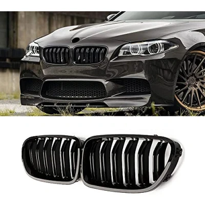 Abbildung von Gangying F11 Nieren, f10 Nieren Schwarz Front Kühlergrill für BMW 5 Serie M5 2010 2017 Grill Glänzend Doppel Lamellen