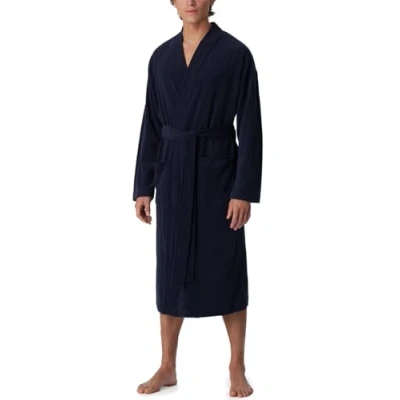 Abbildung von Schiesser Herren Bademantel Leichtfrottee 125 Cm Länge Bio Baumwolle, Dunkelblau_181536, S EU