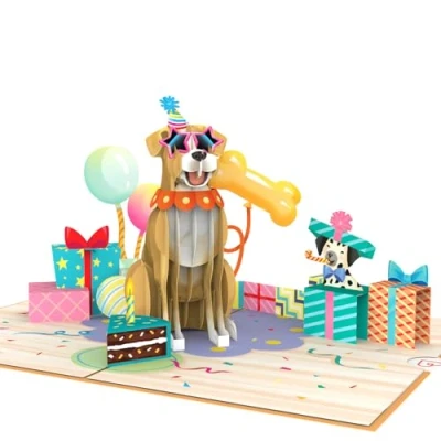 Abbildung von papercrush® Pop Up Karte Geburtstagshund Lustige 3D Geburtstagskarte mit Hund für Frauen, Freundin und Kind (Mädchen &amp; Junge), Besondere Glückwunschkarte Hundemotiv zum Geburtstag von Hundemamas