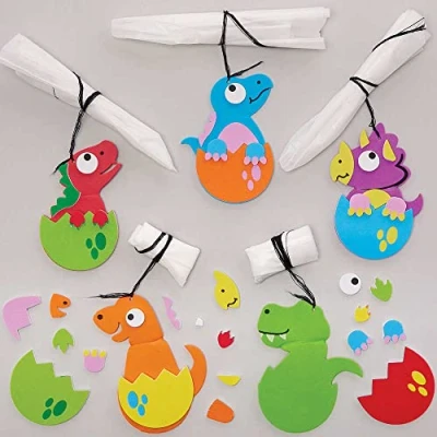 Abbildung von Baker Ross FC813 Dinosaurier Fallschirm Bastelsets 6er Pack, Kleine für Kinder, Ideal den Kindergeburtstag oder Klassenzimmer, Schwarz