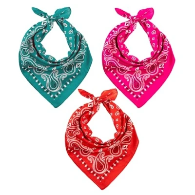 Abbildung von LOVARZI Set aus 3 Bandanas in Rot, Pink &amp; Teal Vielseitiges Kopftuch Damen Herren Halstuch Premium Baumwolle