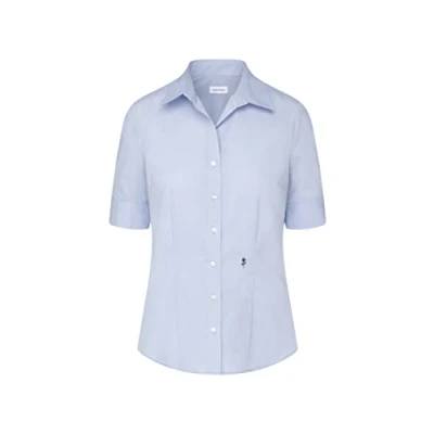 Abbildung von Seidensticker Damen Bluse Hemdbluse Bügelfrei Slim Fit Kurzarm Uni 100% Baumwolle