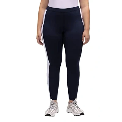Abbildung von Ulla Popken Stripe Detail Thermal Recycled Polyester Quick DRY Stretch Leggings Hosen, Damen, Größe: 46/48, Navy blue