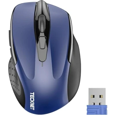 Abbildung von TECKNET Kabellose Maus, Pro 2.4G 2600 DPI Wireless, 6 Tasten mit Nano Empfänger, 24 Monate Batterielaufzeit, 5 Einstellbare Pegel für PC Laptop iMac MacBook Microsoft Pro, Office Home