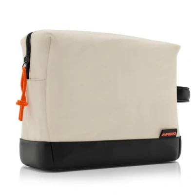 Abbildung von IMPERIO Kulturbeutel für Damen, Herren &amp; Kinder Stylische Design Kosmetiktasche aus strapazierfähigem Premium Canvas veganem Kunstleder wasserdicht mit 5 Liter Stauraum (Sand)