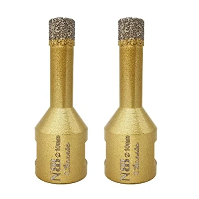 Abbildung von NBB vakuumgelötete Diamant lochsäge mit M14, Klassischer goldener Typ, zum Trocken oder Nass bohren auf Porzellan, Keramik, Fliesen, Granit, Marmor, schnell, langlebig, für Winkelschleifer (2, 10mm)