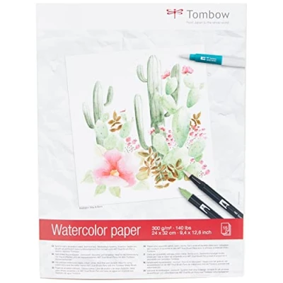 Abbildung von Tombow PB AQUA Aquarellblock, satiniert, 24 x 32 cm Cremeweiß