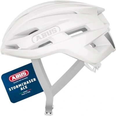 Abbildung von ABUS Rennradhelm StormChaser ACE Leichter Fahrradhelm für Radrennen, Gravelbike Touren und Cyclocross Damen Herren Größe S, Pure White