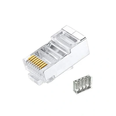 Abbildung von VIVOCH 50 Stück Cat6 RJ45 Steckverbinder, Stecker, 2 teilige metallgeschirmte Enden FTP 8P8C modularer Netzwerksteckverbinder