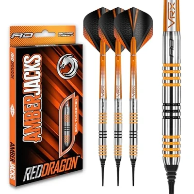 Abbildung von RED DRAGON Amberjack 3 Softip 18 Gramm Wolfram Profi Dartpfeile Set mit Flights und Schäfte