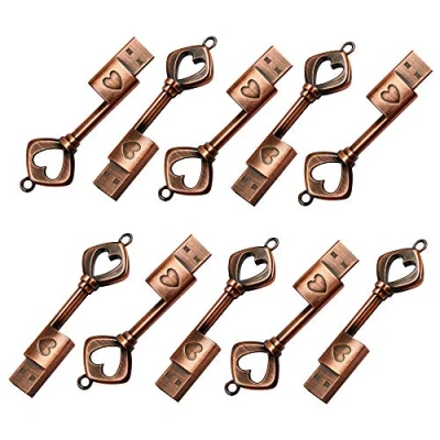 Abbildung von A Plus+ 10 Stück Hochzeit USB Stick 16GB Herzschlüssel geformt Speicherstick für Hochzeitsfotografie