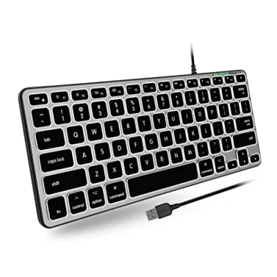 Abbildung von Macally Backlit Mac Keyboard Wired Save Space, Work Great Slim and Compact Apple with LED Keys, 3 Brightness Levels, 5ft USB Cable Small for (78 Keys) Space Gray