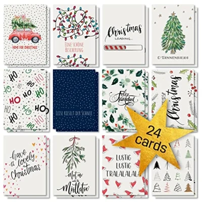 Abbildung von SIGEL DS701 Weihnachts Postkarten Set &quot;Colourful Christmas&quot; A6 24 Karten 12 unterschiedliche Motive