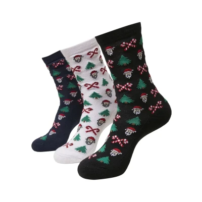 Abbildung von Urban Classics Accessories Grumpy Santa Christmas Socks 3PACK Socken, Herren, Größe: 43 46, Black/navy/white