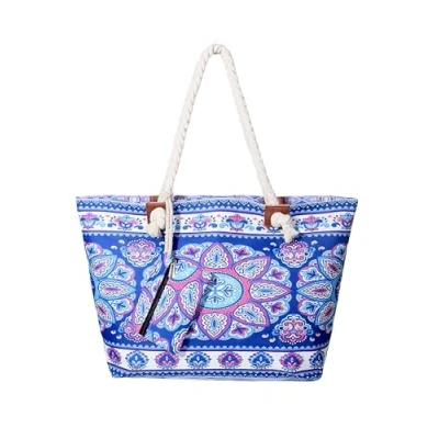 Abbildung von DonDon Badetasche XXL Familie Strandtasche Damen mit Reißverschluss Beach Bag groß Mandala