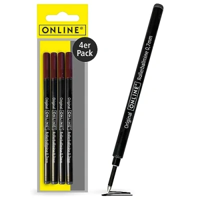 Abbildung von ONLINE 4 x Tintenroller Mine kompatibel mit Faber Castell, Senator, Schneider Schwarz 0,7mm Strichstärke I Ersatzmine für Rollerball Pen nach ISO 14145 2