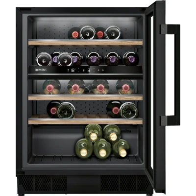 Abbildung von SIEMENS KU21WAHG0 iQ500 Weinkühlschrank, 82 x 60 cm, 44 Flaschen, Temperatur: 5 20 C, Zwei separat gesteuerte Temperaturzonen, 120 L
