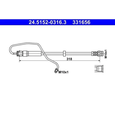 Abbildung von ATE 24.5152 0316.3 Bremsschläuche 318 M10x1 AUDI: A4 B9 Avant