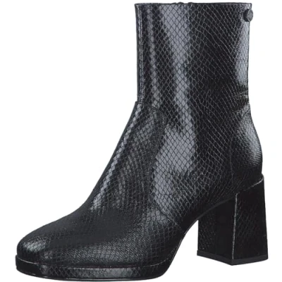 Abbildung von s.Oliver Damen Stiefeletten mit Absatz Schlangenmuster Blockabsatz Schwarz (Black Metallic), 40