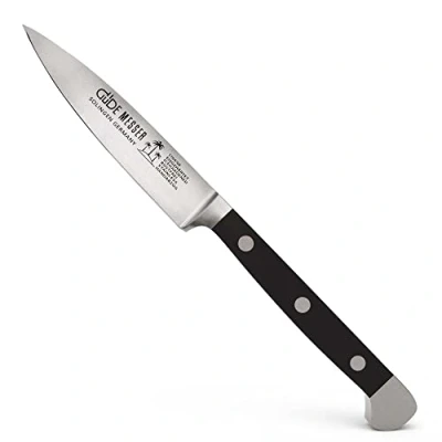 Abbildung von GÜDE Solingen Spickmesser geschmiedet, 8 cm, POM schwarz, ALPHA, Office Messer, Doppelkropf, Handmade Germany
