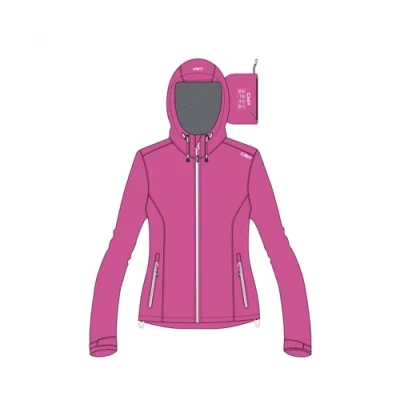Abbildung von CMP Damen Feste Kapuze Reißfeste Regenjacke, fuchsia, 56