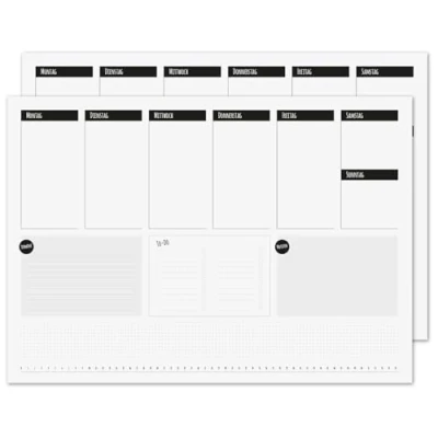 Abbildung von 2er Set Schreibtischunterlagen To do Planer schlicht DIN A2 25 Blatt Wochenplaner Schreiben Organizer zum Beschreiben neutrale Übersicht dv_1194