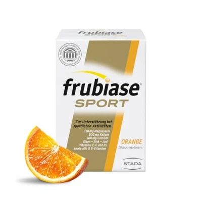 Abbildung von frubiase Sport Orange Nahrungsergänzungsmittel mit hochdosierten Mineralstoffen, Vitaminen und Spurenelementen Nährstoffversorgung beim 1 x 20 Brausetabletten