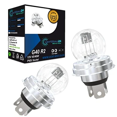 Abbildung von LIGHTWORLD24 2 x Bilux 12v 45/40w Birnen P45t R2 G40 Motorrad Roller AUTO Halogen LAMPE GLÜHLAMPE SCHEINWERFER