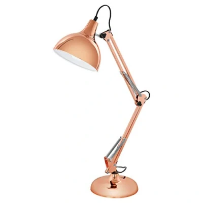 Abbildung von EGLO Tischlampe Borgillio, Vintage Schreibtischlampe im Industrial Design, Nachttischlampe aus Metall in Kupfer, E27 Fassung, inkl. Schalter