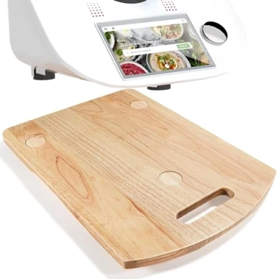 Abbildung von Gleitbrett für Thermomix TM6, TM6 mit Rollen, Rollbrett 360 Drehbar Slider Leicht Gleitendes Gummiholz TM5, Hellbraun