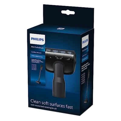 Abbildung von Philips Original Mini TurboBrush für kabellose Staubsauger der Serien 7000 &amp; 8000, Reinigt weiche Oberflächen schnell, Kompakt und effektiv, Für: XC7053, XC7055, XC7057, XC8055, XC8057 (XV1684/01)