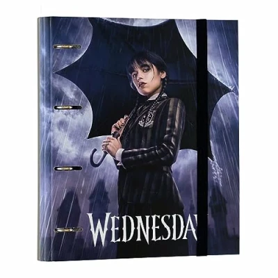 Abbildung von Grupo Erik Ringordner A4 Schmal 4 Ringe Ordner Premium Wednesday Addams Fanartikel Aktenordner Ringbuch Büro Zubehör Schul