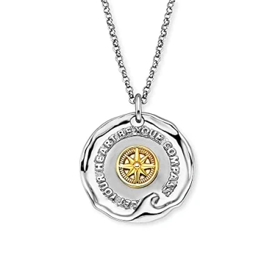 Abbildung von Engelsrufer Damen Halskette Aloha aus Sterling Silber mit rundem Bicolor Let your Heart be Compass Anhänger Karabinerverschluss in drei Längen verstellbar nickelfrei