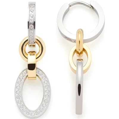 Abbildung von Leonardo Jewels Creole Lena, 1 Paar Ohrhänger, bicolor farbener Edelstahl, mit Zirkonia Steinchen besetzte Kettengliedern, Schmuck Geschenk für Frauen, 023404