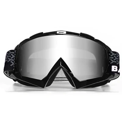 Abbildung von KINGBIKE Motocross Brille,Mtb Brille Dirt Bike ATV Crossbrille goggle,Sicherheit Tactical Riding Motorradbrillen für MäNner Frauen Jugend Fit ÜBer UV400 (Schwarz Silber)