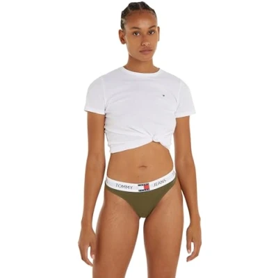 Abbildung von Tommy Jeans Damen String Tanga, Grün (Drab Olive Green), XL