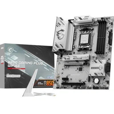 Abbildung von MSI B850 Gaming Plus WIFI6E Mainboard, ATX unterstützt AMD Ryzen 9000/8000/7000 Prozessoren, AM5 DDR5 Arbeitsspeicher Boost 8200+ MT/s (OC), PCIe 4.0 x16, M.2 Gen5, Wi Fi 6E, 2,5G LAN