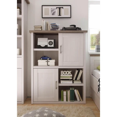 Abbildung von Stella Trading LUCA Elegantes Jugendzimmer Highboard im Landhausstil stilvolle &amp; ausdrucksstarke Kommode in Pinie weiß / trüffel 106 x 135 42 cm (B/H/T)