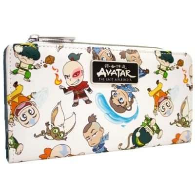 Abbildung von Avatar The Last Airbender Toph Zuko Sokka Chibi Geldbörse/Portemonnaie Bi Fold Münzfach &amp; Kartenhalter, Weiß