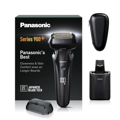 Abbildung von Panasonic Series 900+ ES LS9A K803 6 Klingen Nass &amp; Trockenrasierer für Männer, Elektrorasierer mit Bartdichtensensor und automatischem Reinigungs Ladesystem