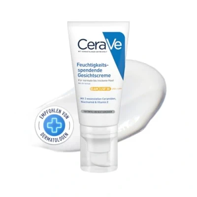 Abbildung von CeraVe Gesichtscreme mit LSF 30, Feuchtigkeitsspendende Creme Lichtschutzfaktor Ohne Duftstoffe und Parabene, Bei normaler bis trockener Haut, 52 ml